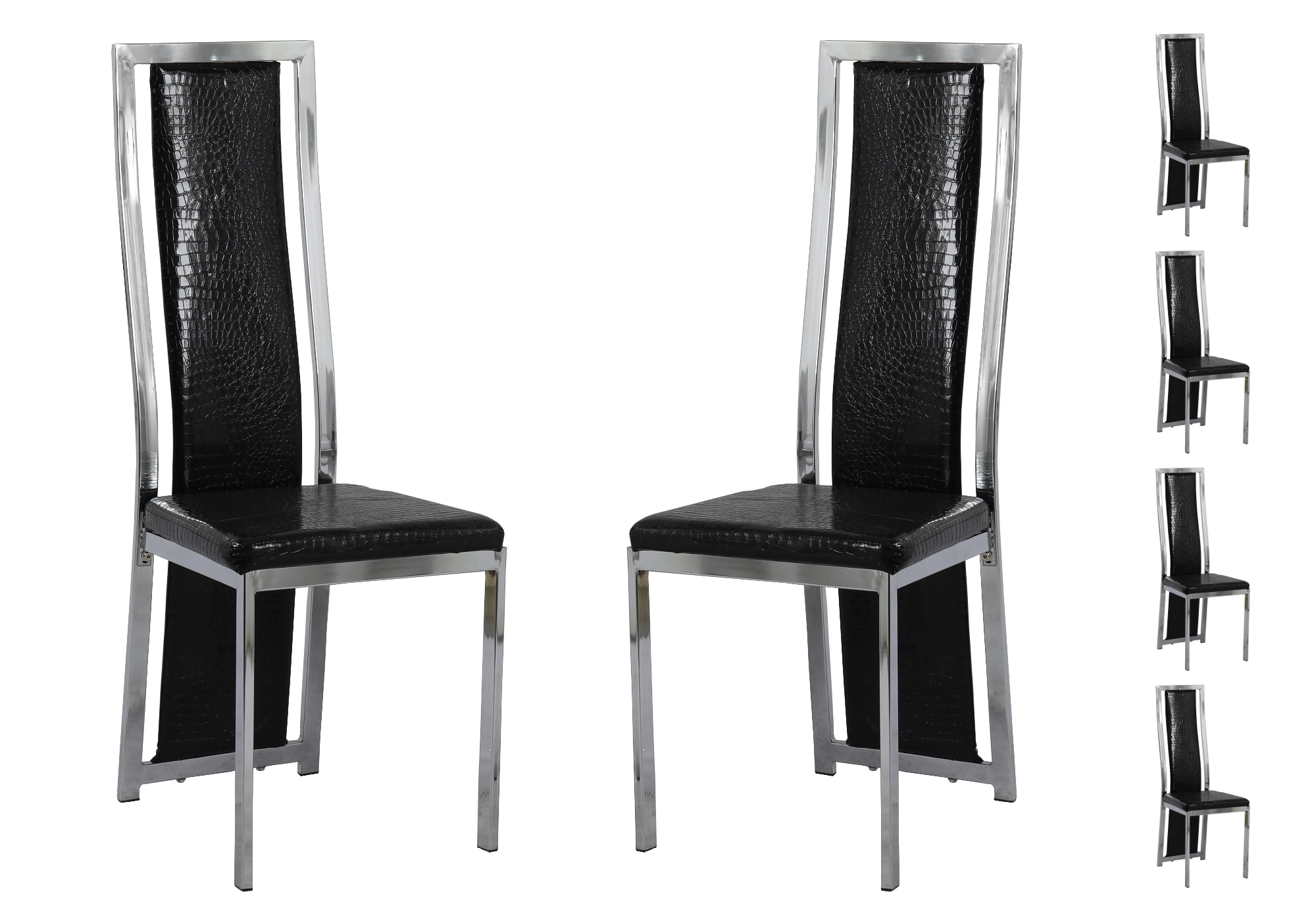 Lot 6 chaises chromé croco noir DIA.1