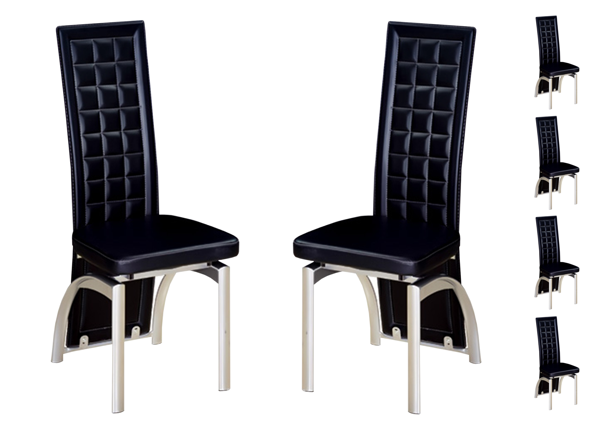 Lot 6 chaises chromé simili noir LITE.1