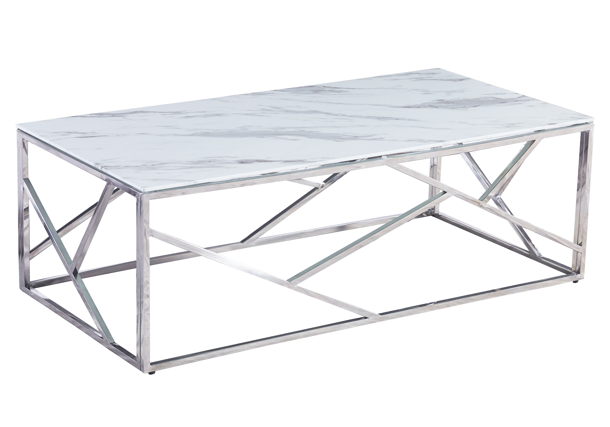 Table basse chrome marbre blanc ILÉA