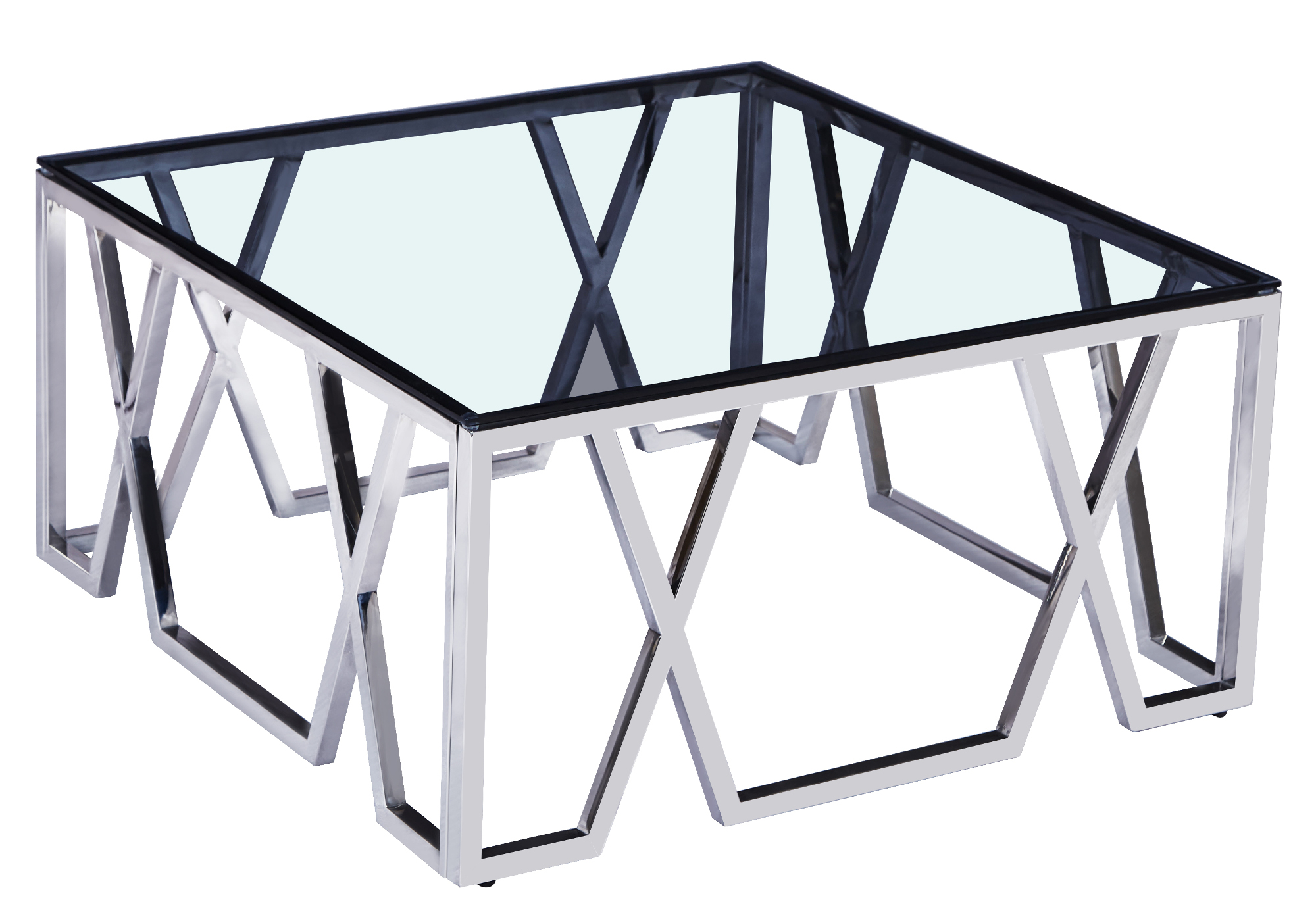 Table basse design chromé verre OREA