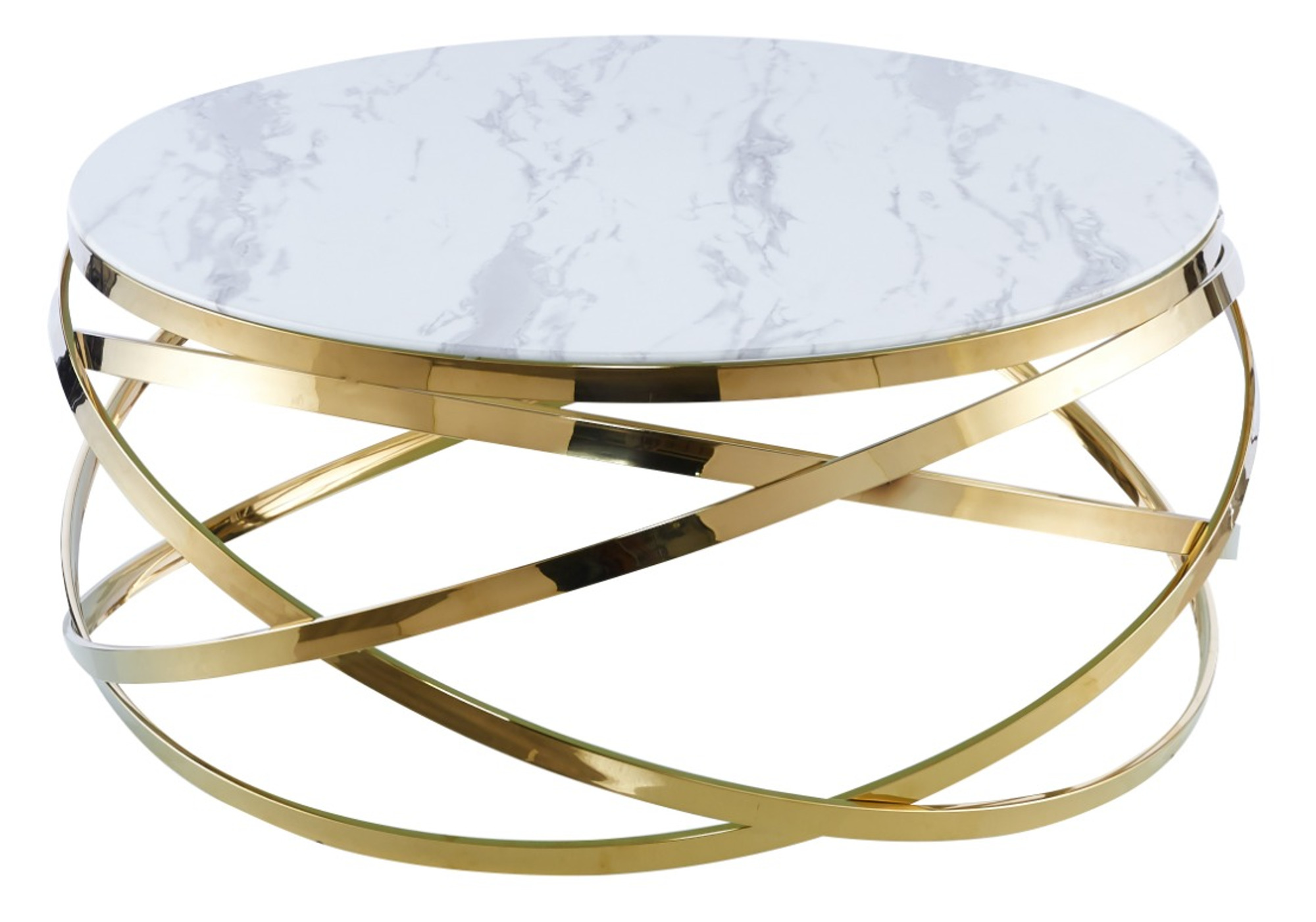 Table basse dorée marbre blanc EVO