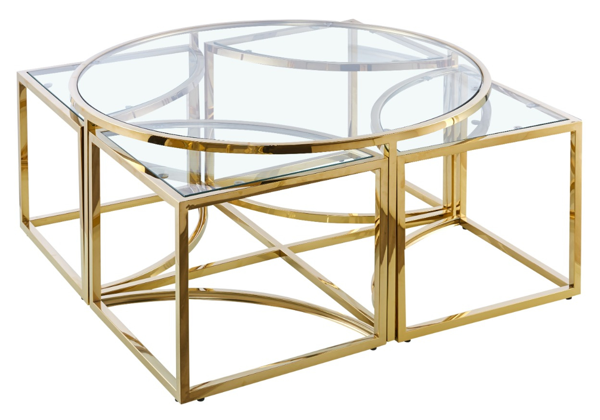 Table basse ronde design doré verre PIO.1