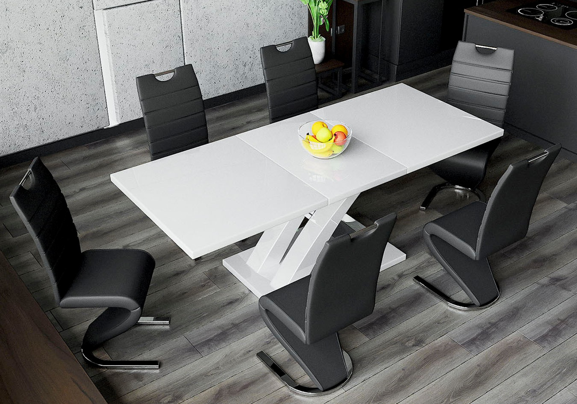 Table design extensible 6 chaises EOL - Table + Chaises Design