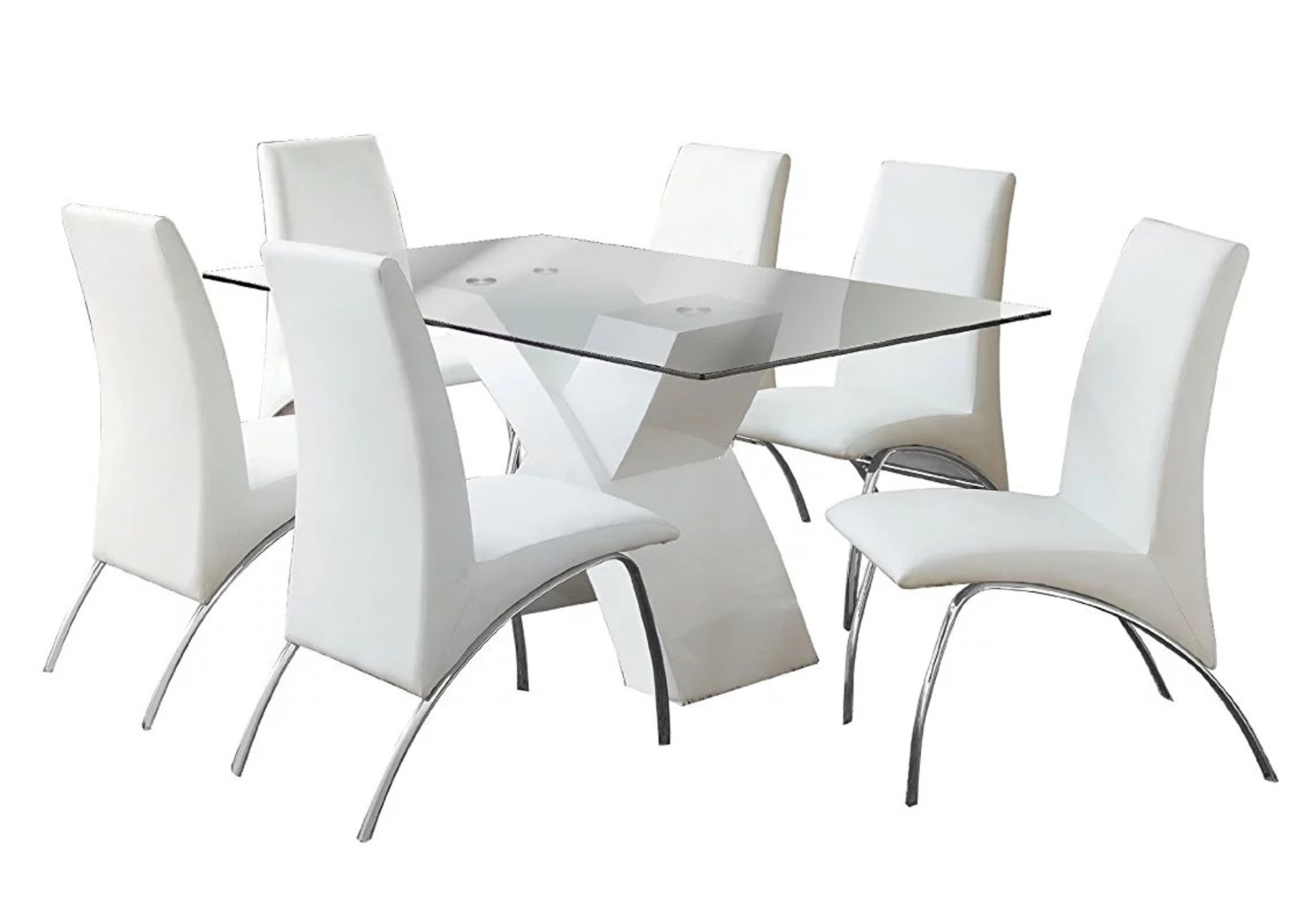 Table laqué 4 chaises blanches ROY