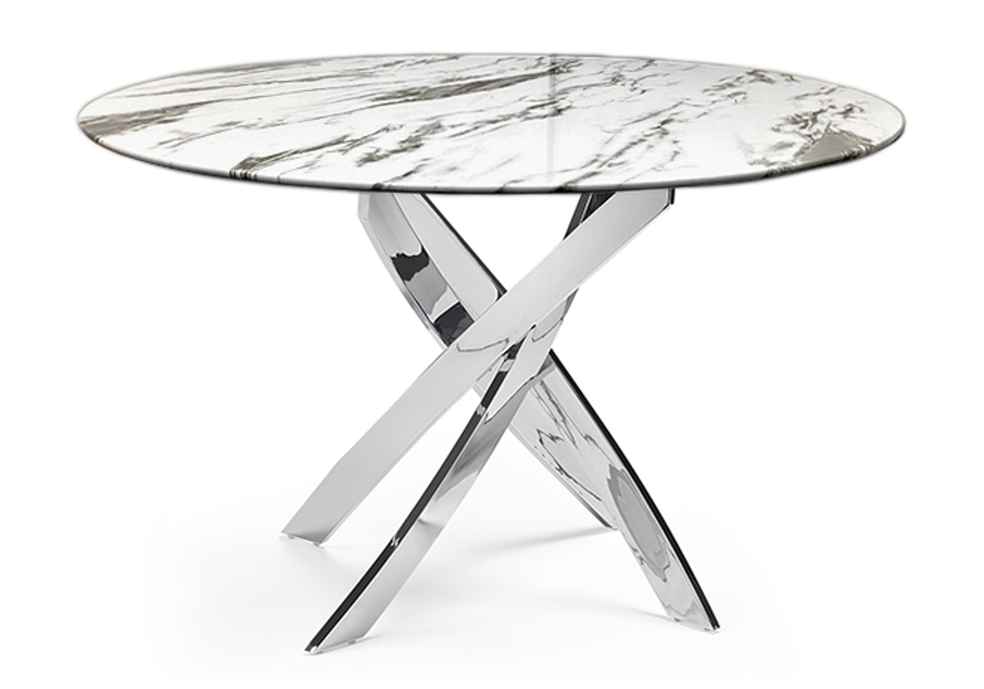 Table ronde chromé marbre blanc DESIGN