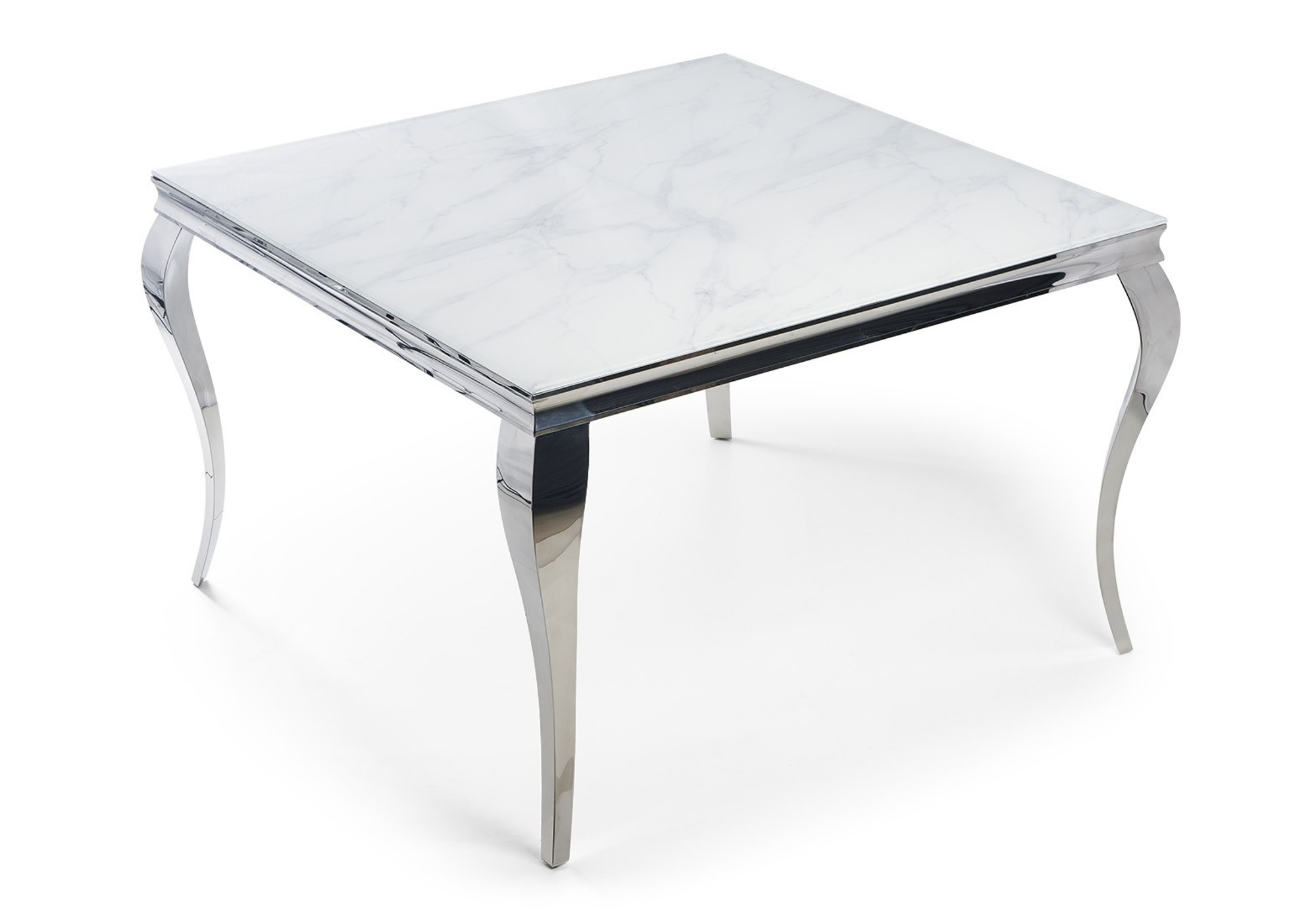Table carré chromé marbre blanc NEO