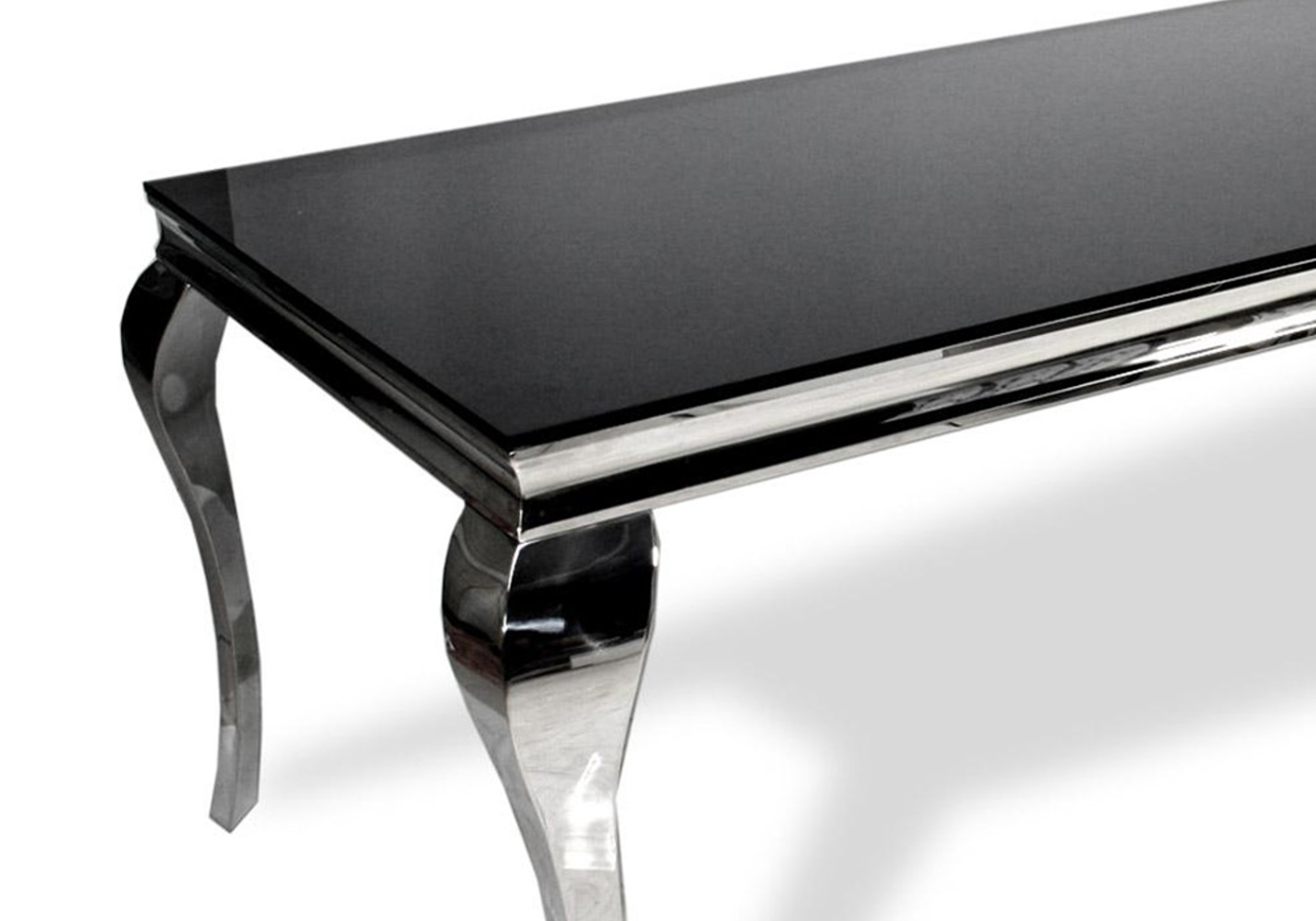 Table repas chromé verre noir NEO-XL-1