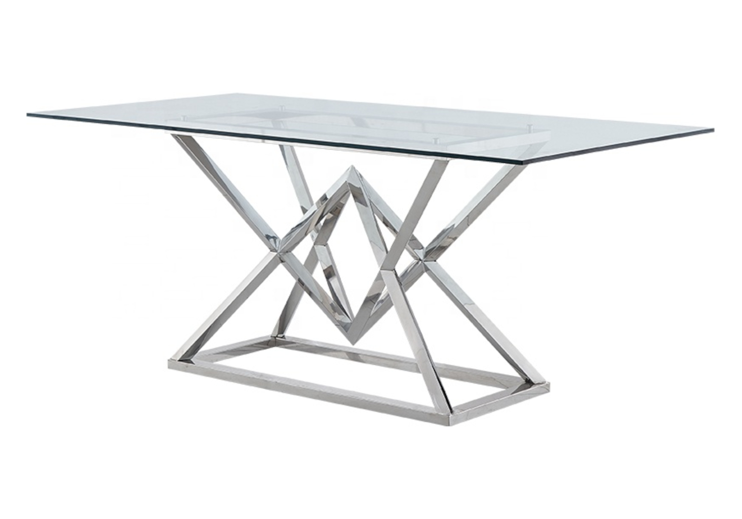 Table repas design chromé verre LUXOR
