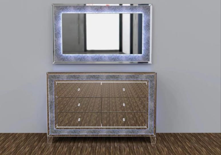 Commode coiffeuse miroir cristaux led AVA – Console/Coiffeuse…