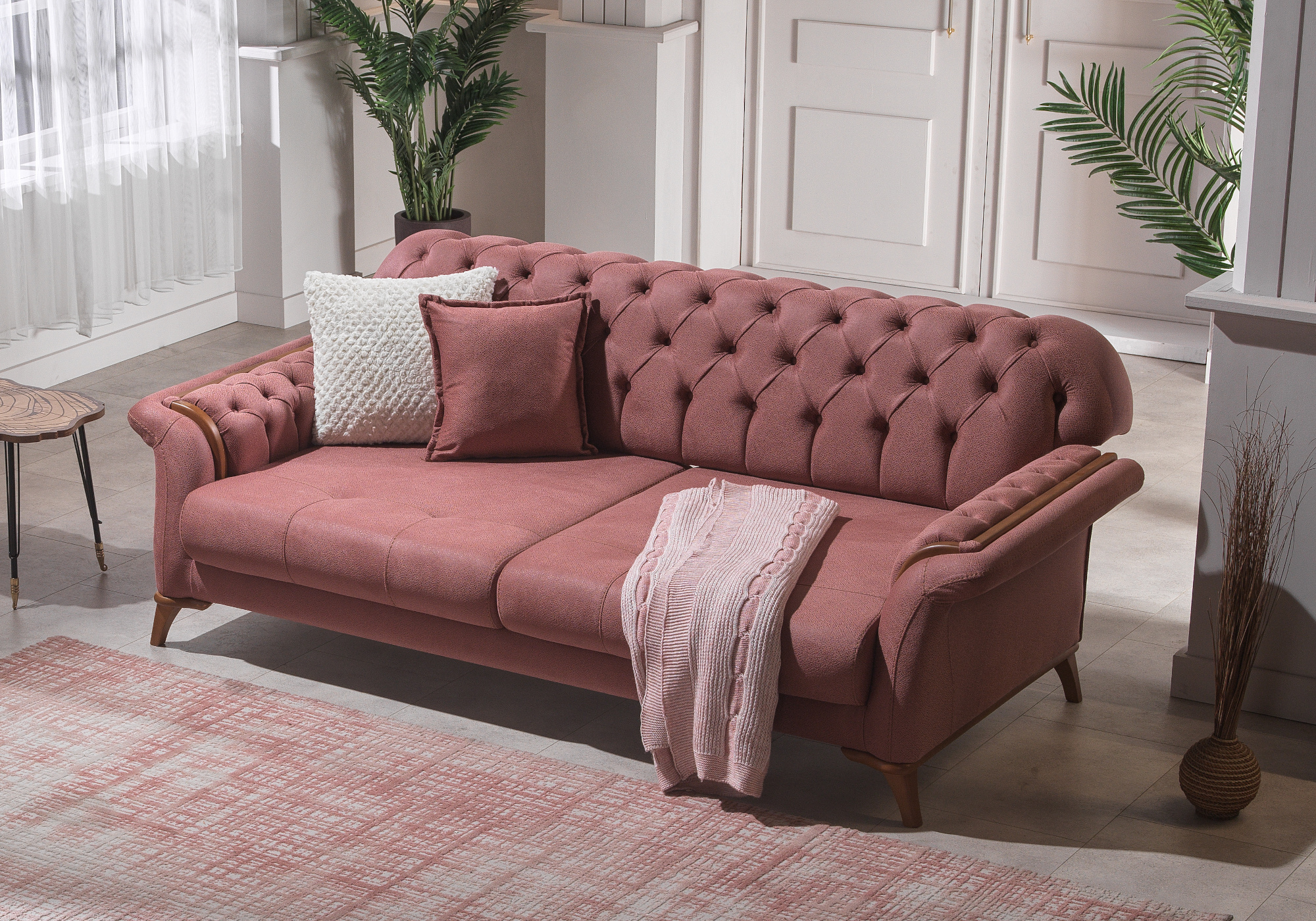 Canapé chesterfield rose PANAMA.5