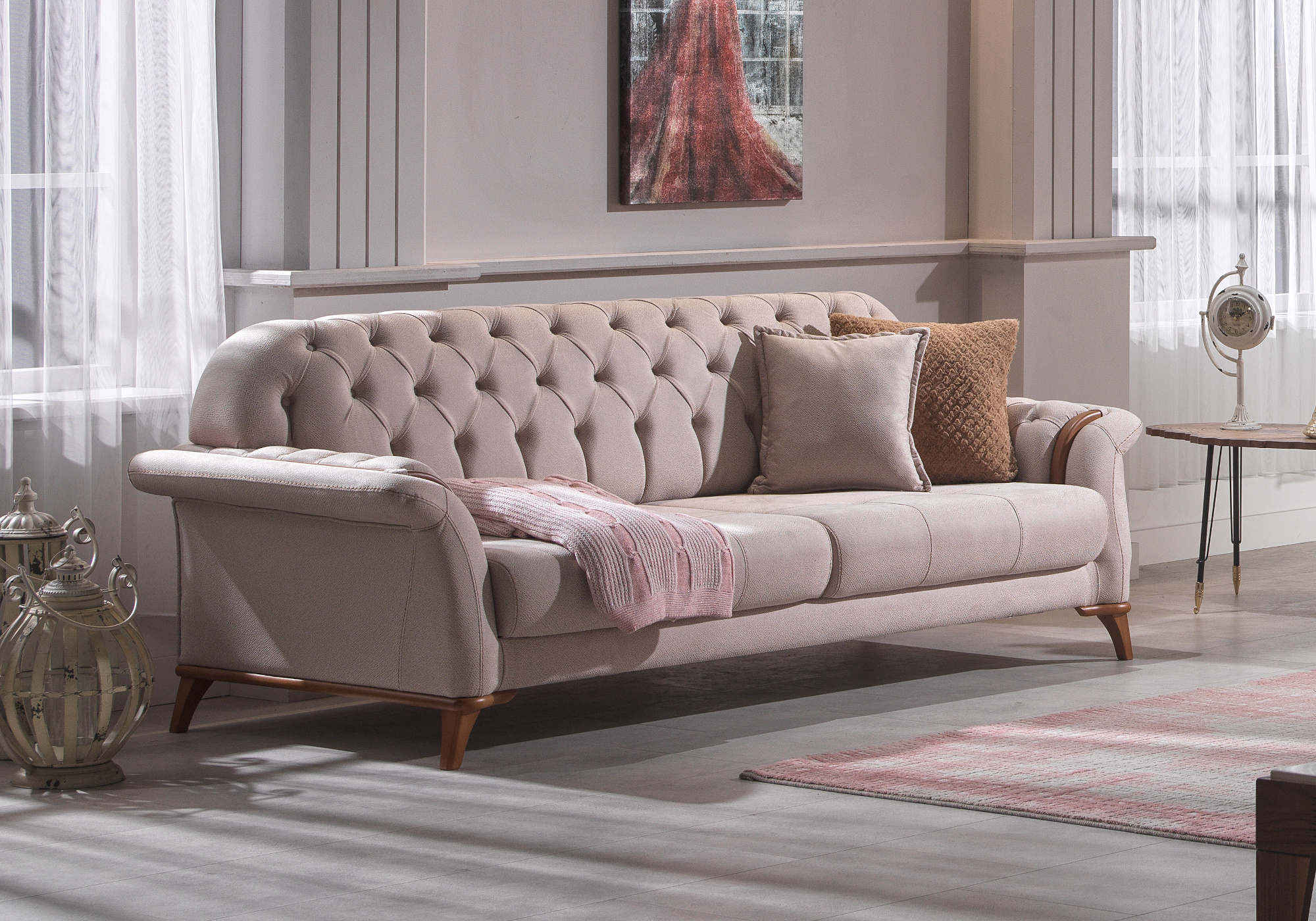 Canapé chesterfield taupe PANAMA