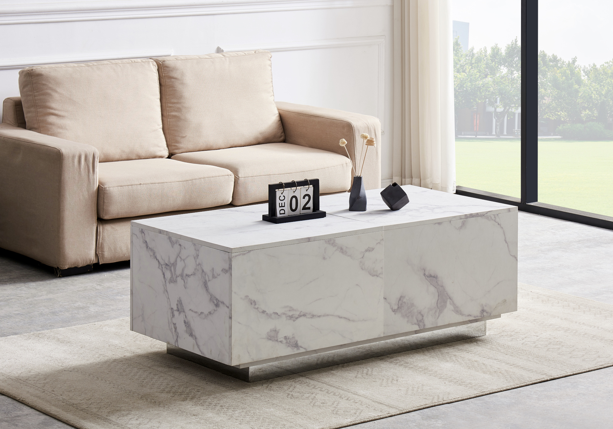 Table basse chrome marbre blanc AXEL