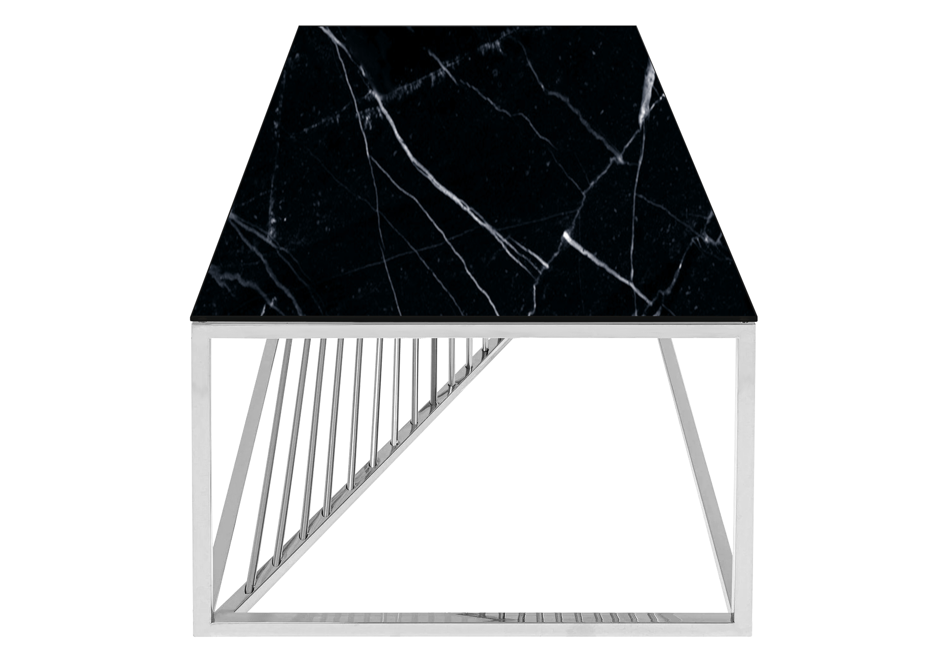 Table basse argentée marbre noir LUC.4