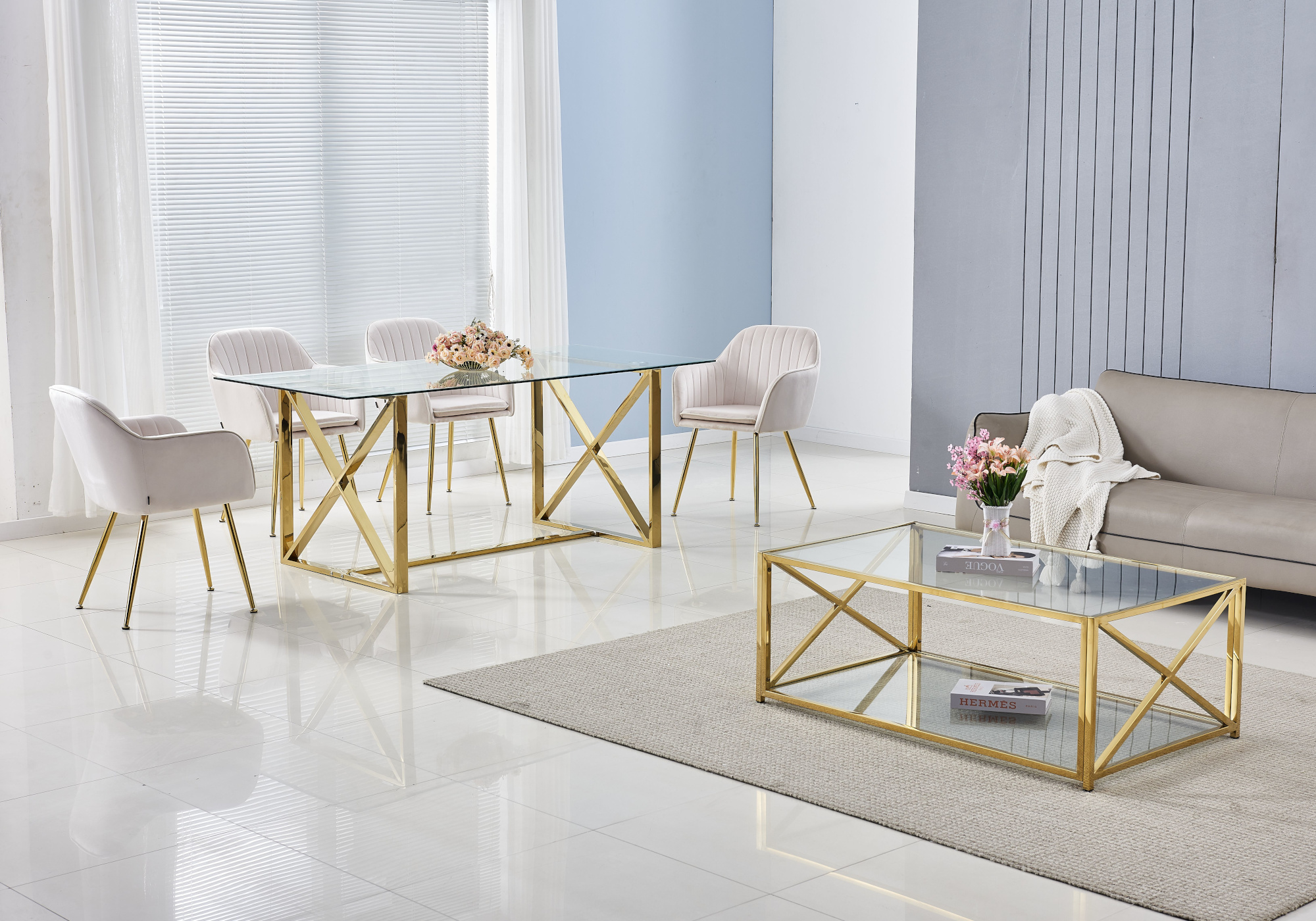 Chaises dorées velours anthracite AVAS - Table & Chaise Moderne