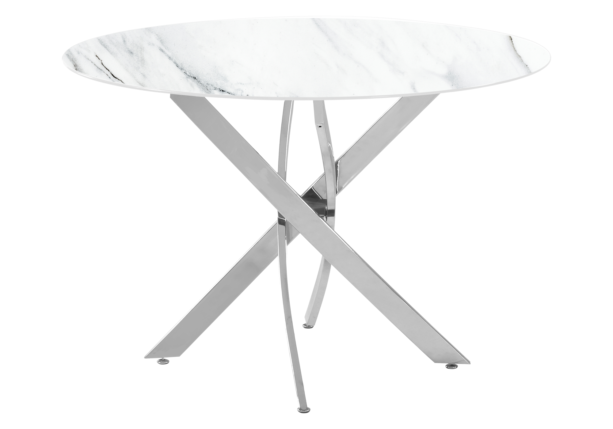 Table ronde argentée marbre blanc JOY
