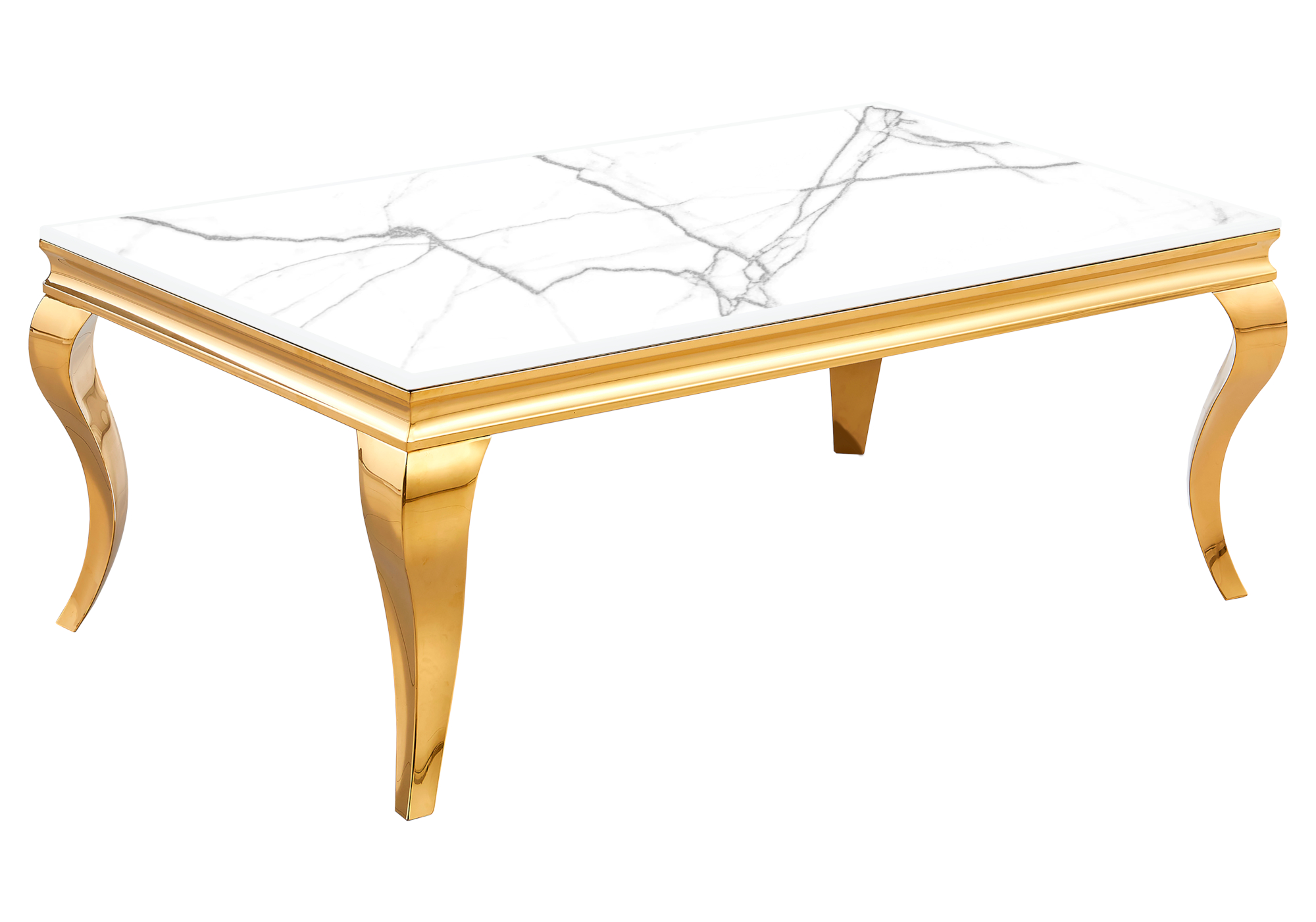 Table basse dorée marbre blanc NEO