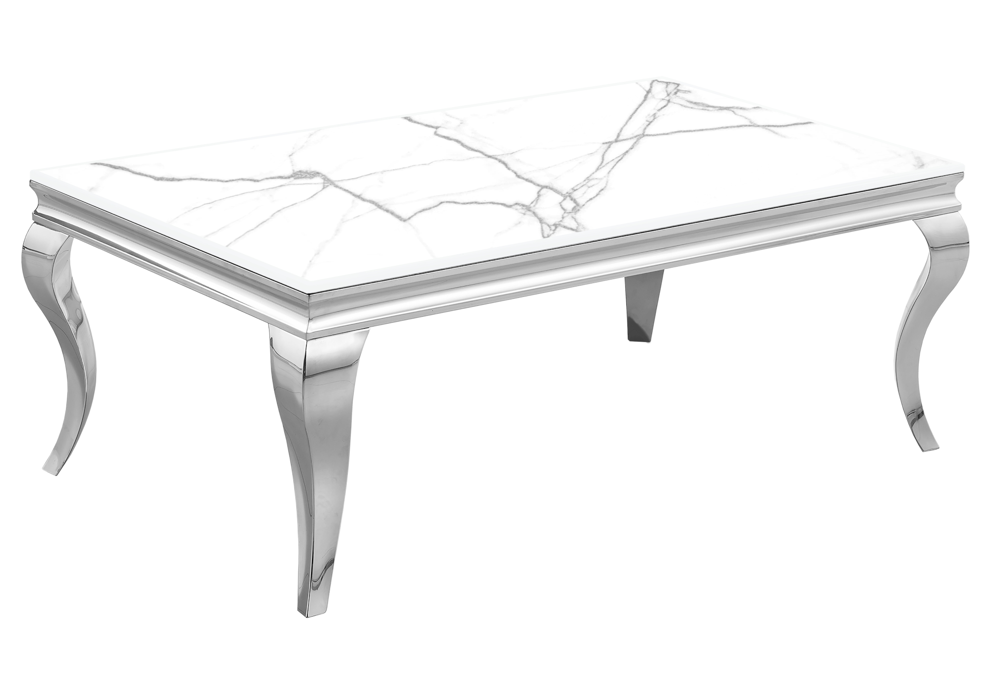 Table basse argentée marbre blanc NEO