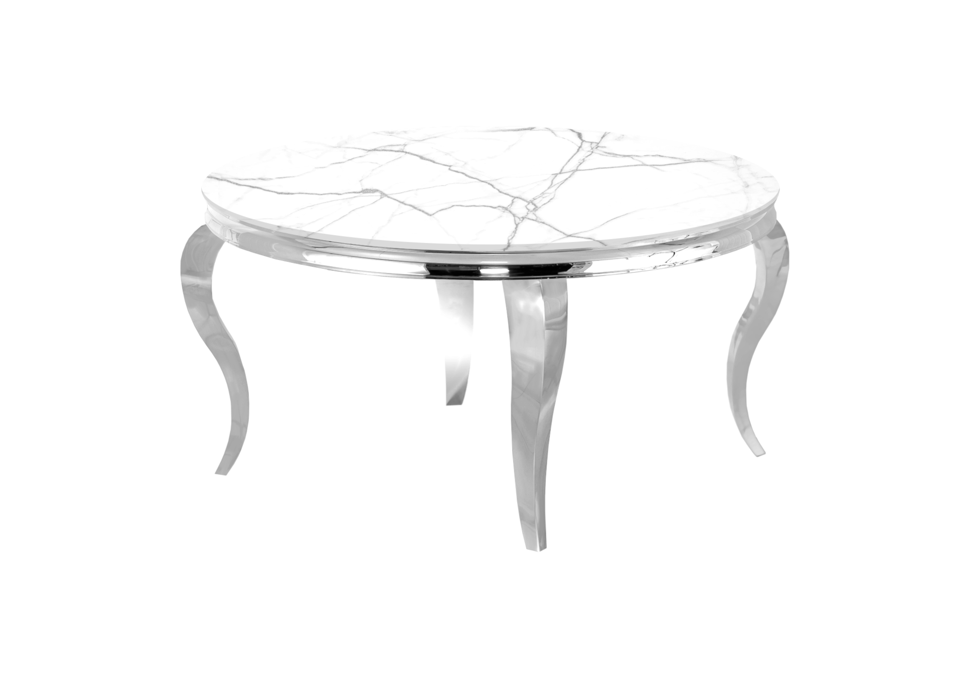 Table basse ronde argent marbre blanc NEO.1