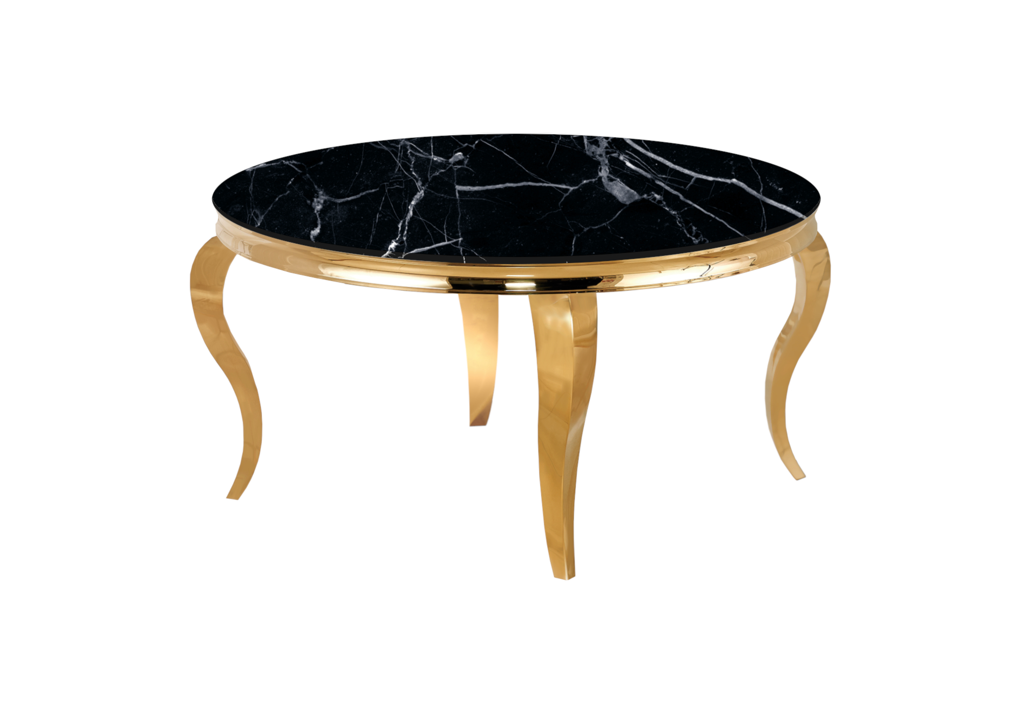 Table basse ronde dorée marbre noir NEO