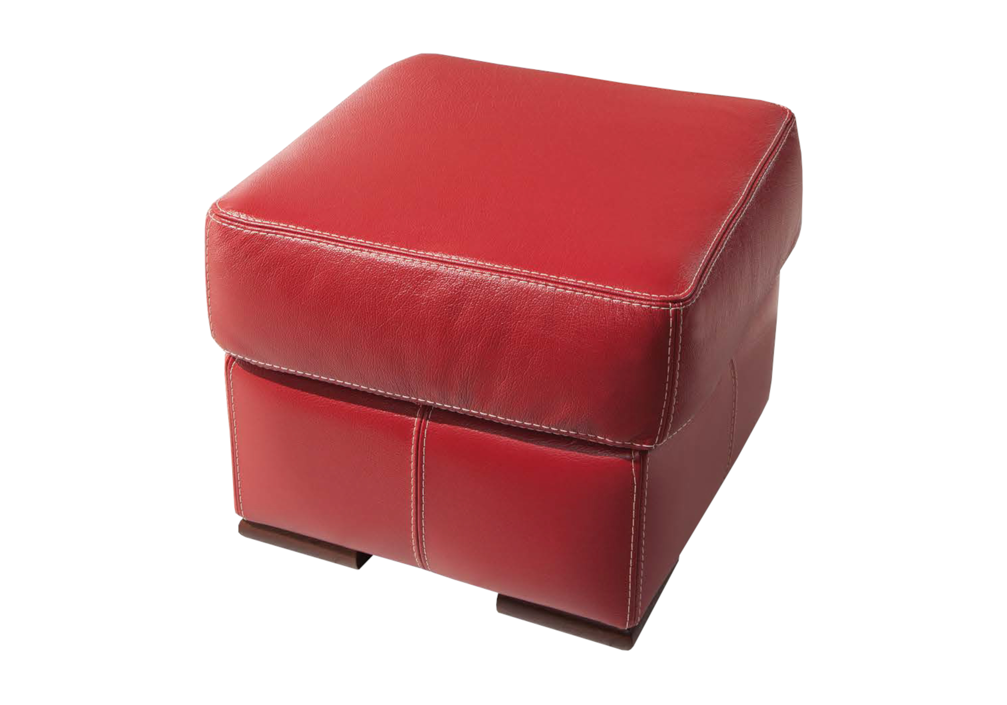 Pouf repose pied cuir rouge DOMINO