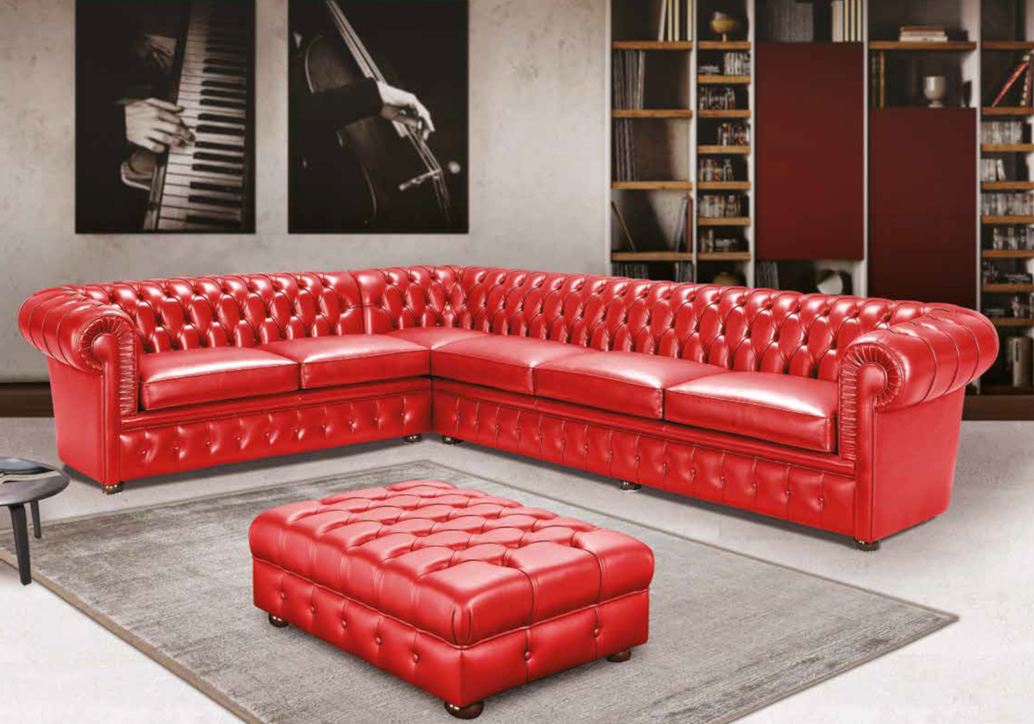 Canapé angle cuir rouge CHESTERFIELD.3