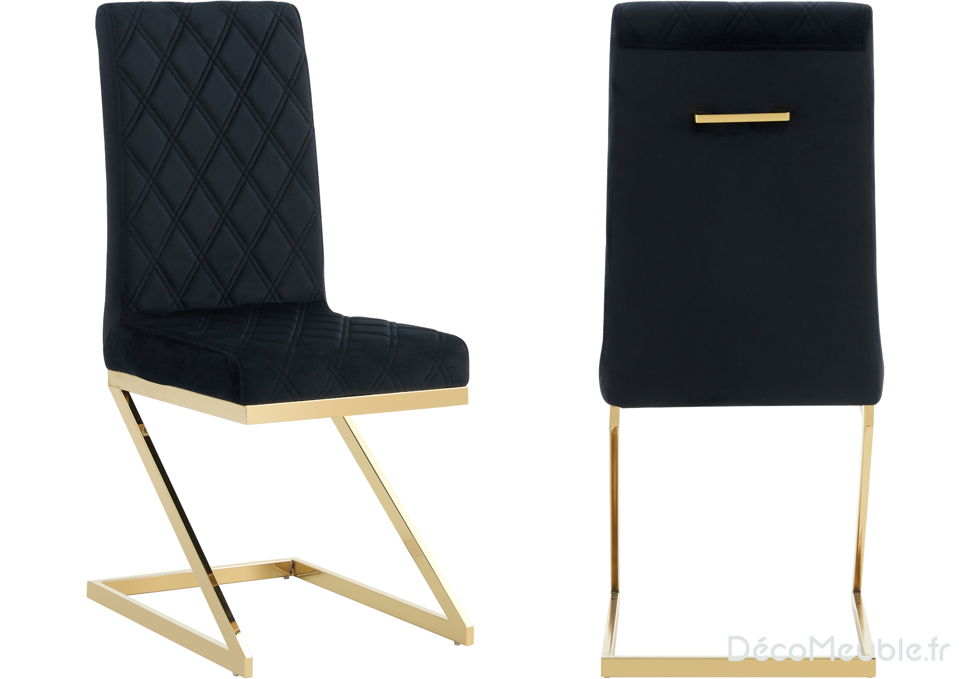 Chaise velours noir design doré AVA (lot de 6).1
