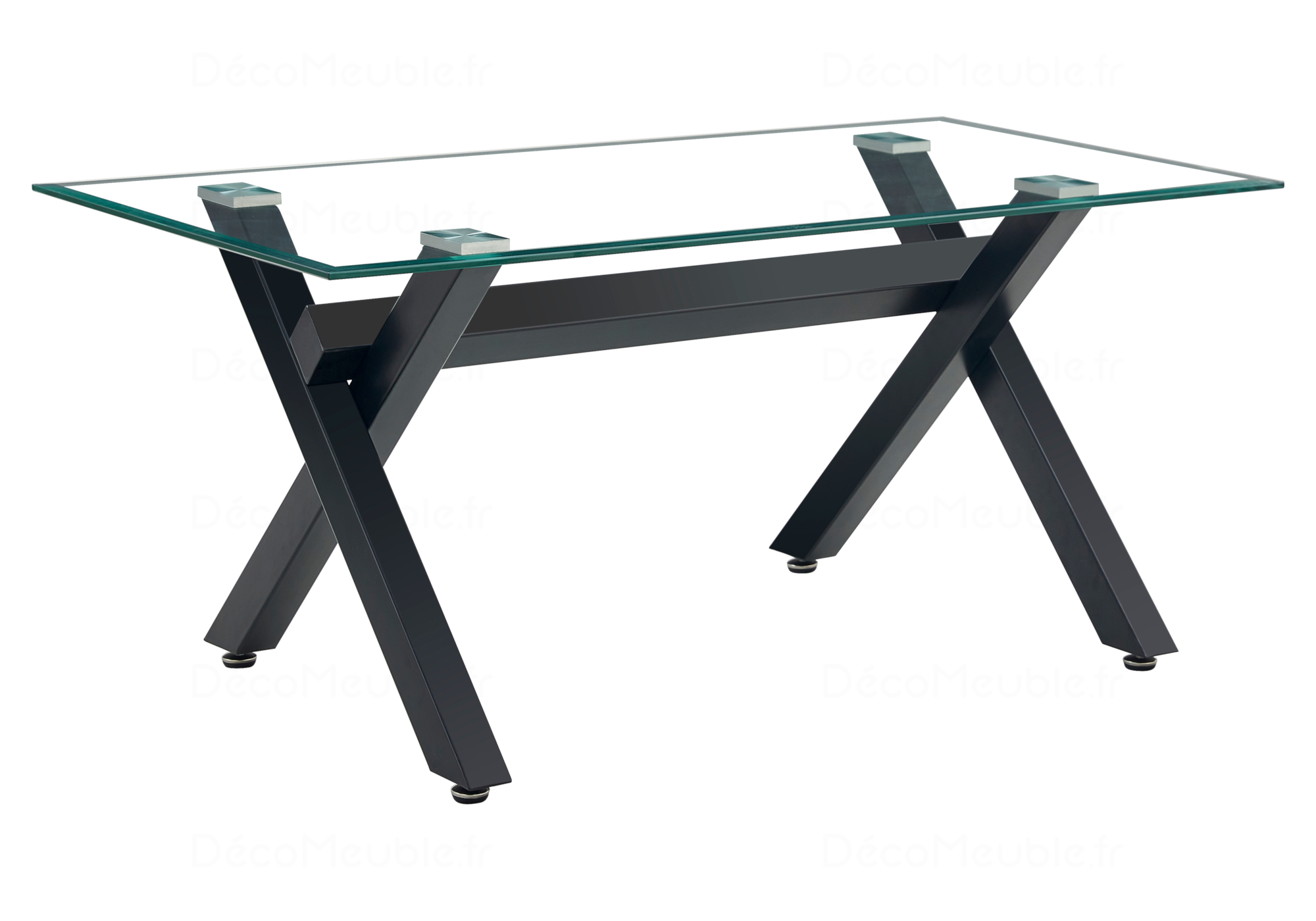 Table en verre et chaises marron CROSS - Ensemble Table/Chaise