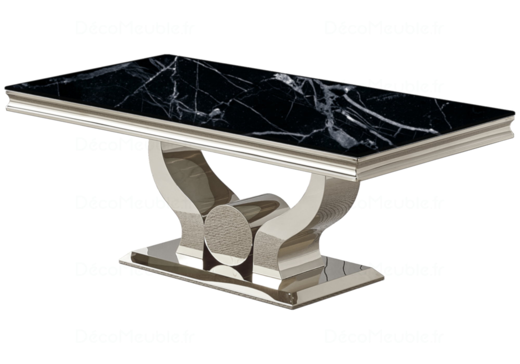 Table basse marbre noir argent NEA.1
