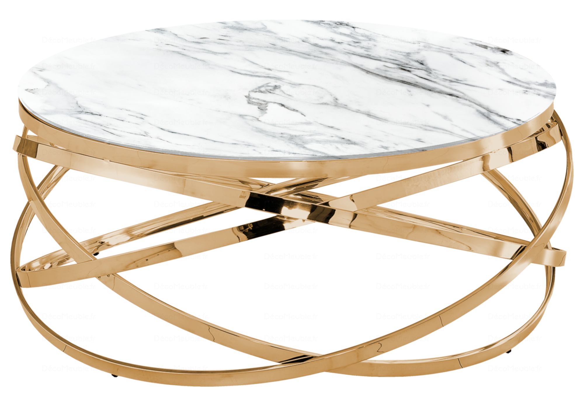 Table basse ronde marbre blanc doré EVO.1