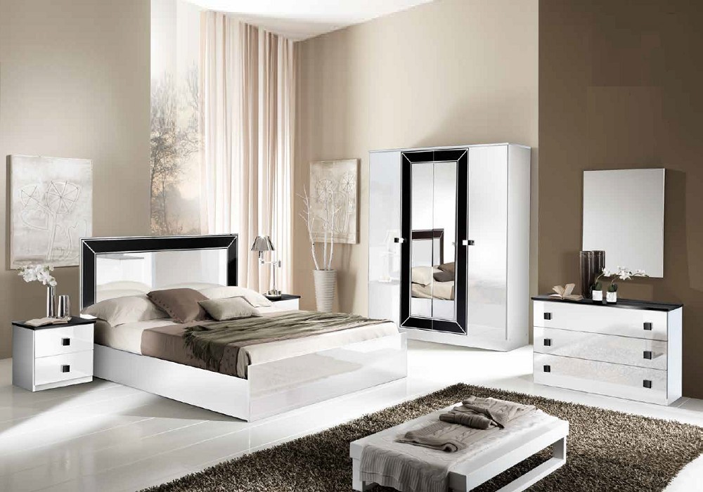 Chambre complète laqué blanc IDEA - Design Qualité ITALY Pas Cher