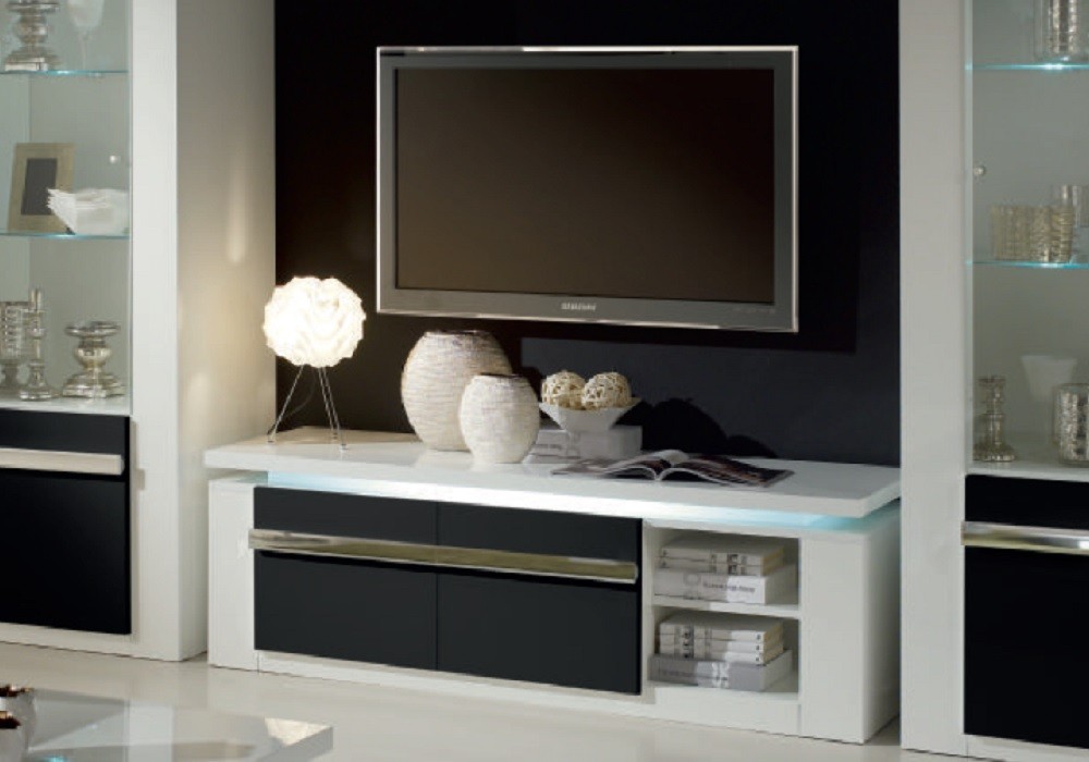 meuble-tv-design-laque-blanc-noir-Éclairage-riva