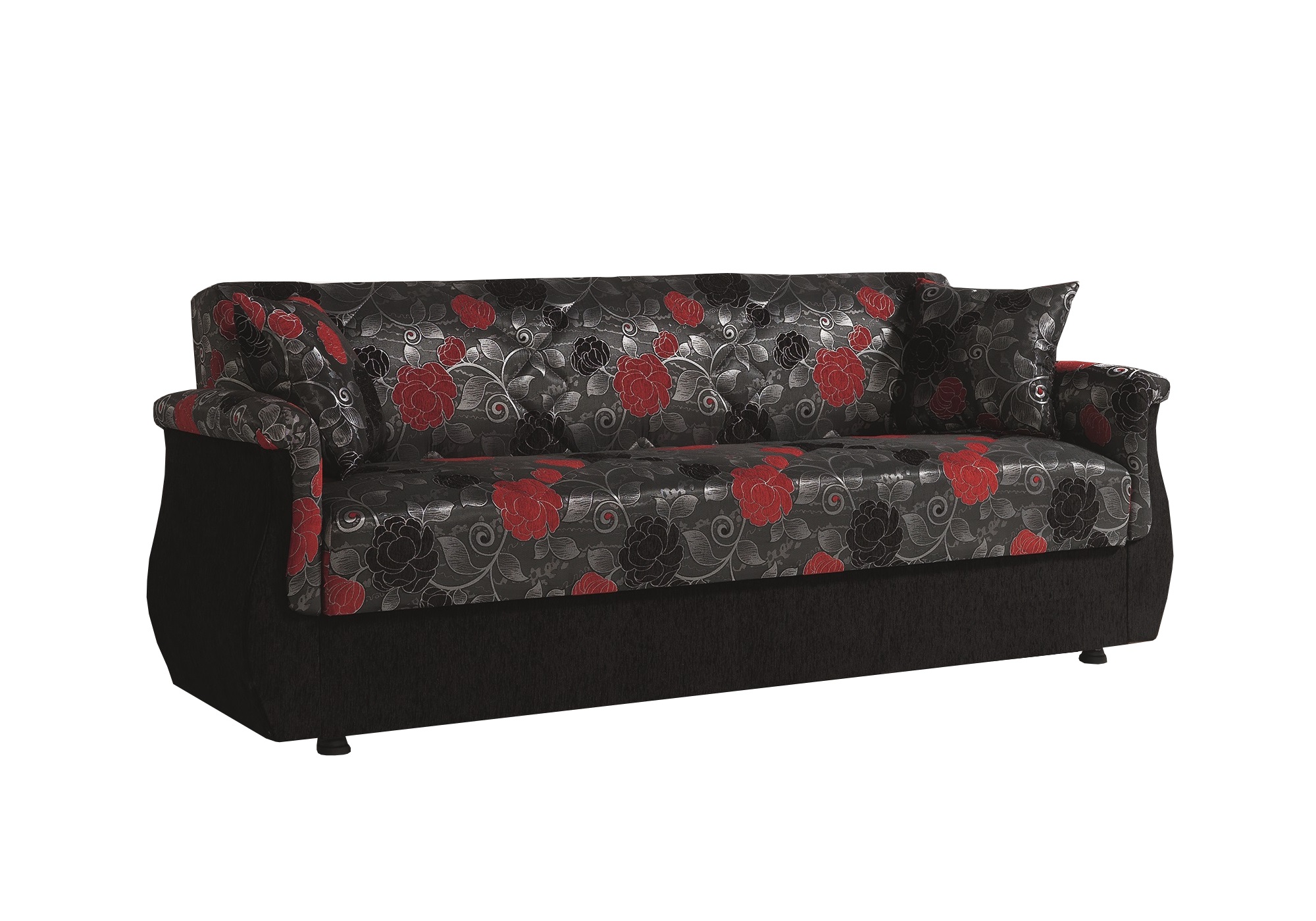 Canapé lit coffre oriental noir rouge BUKET