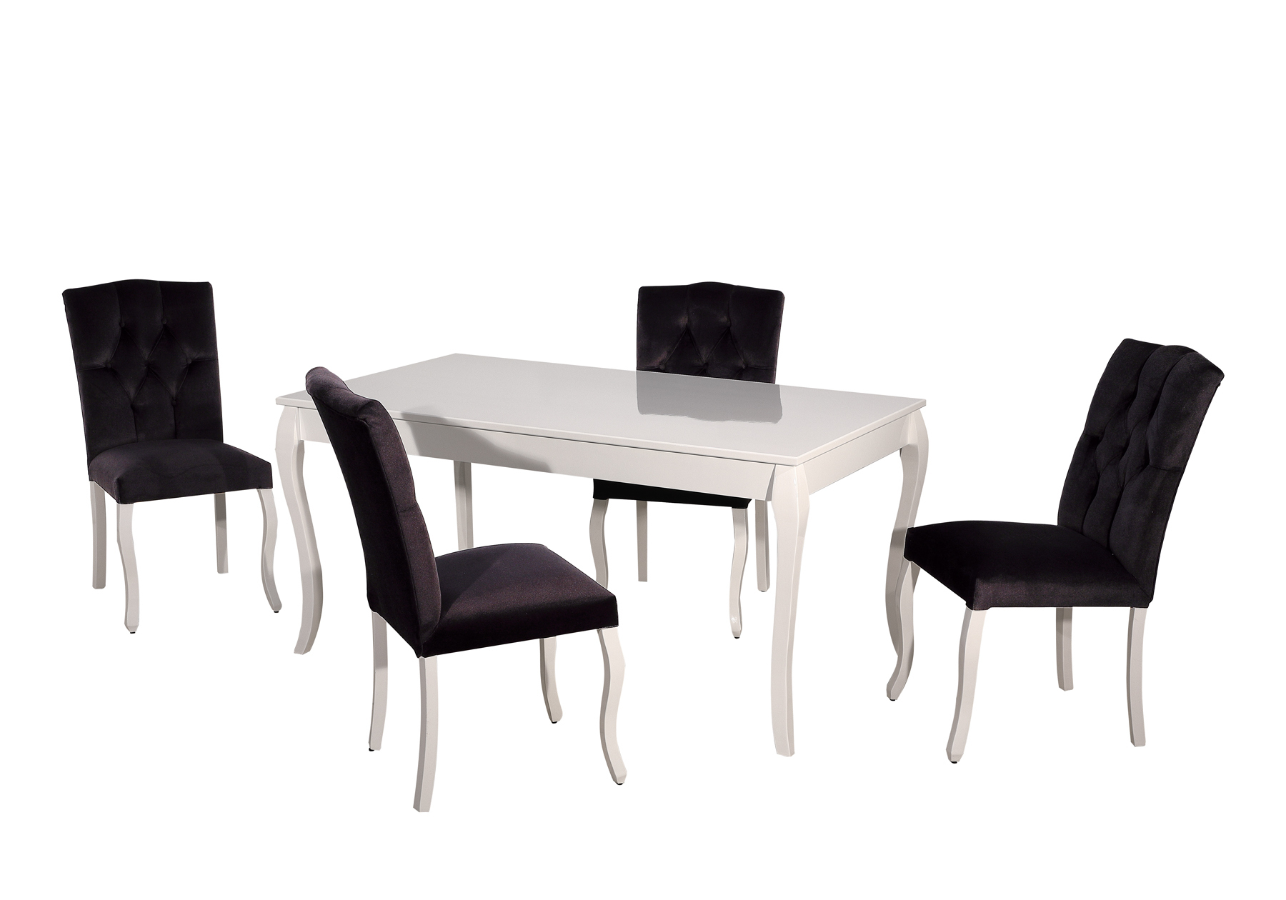 Table repas 4 chaises noir BAROK
