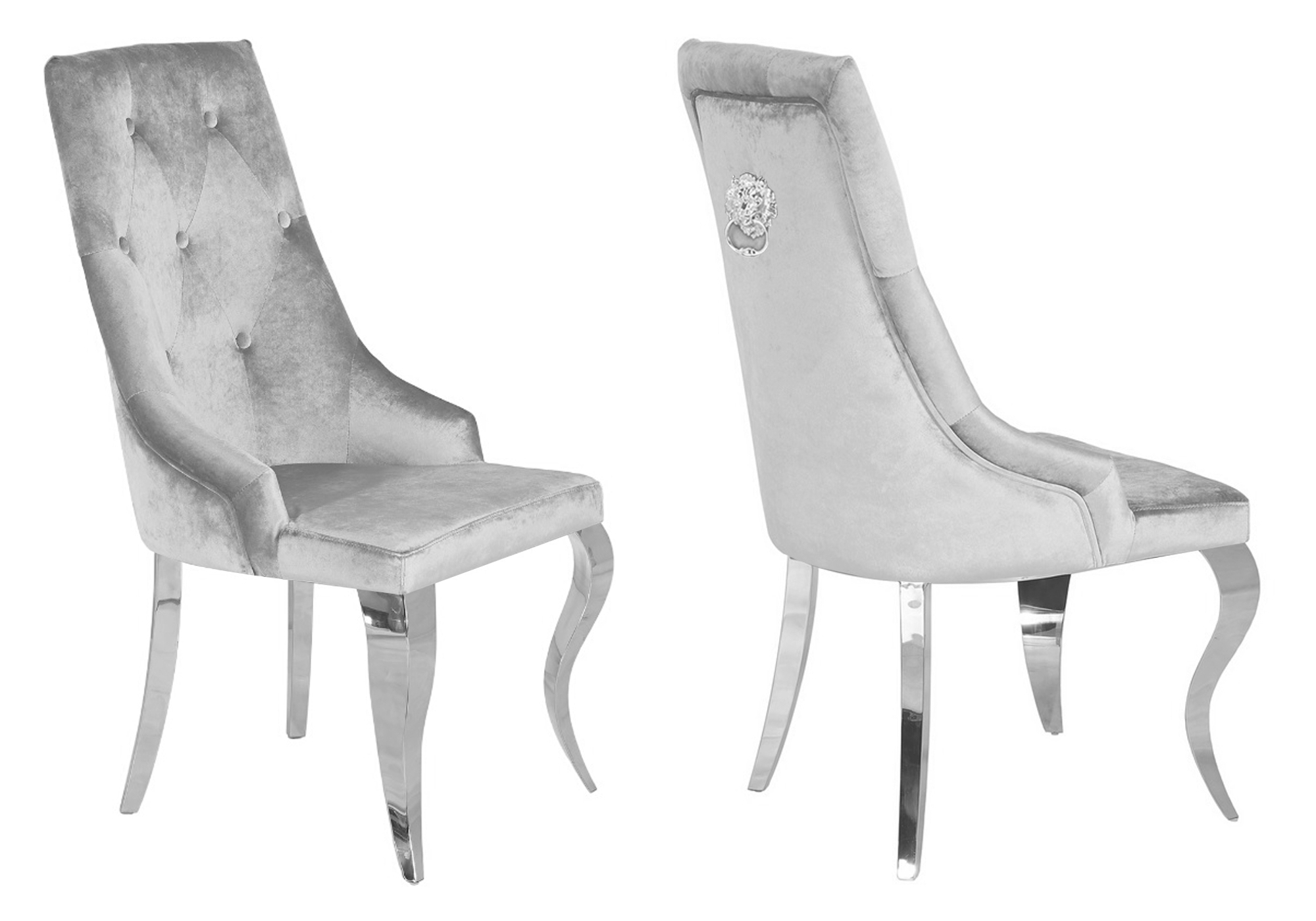 Lot de 4 Chaises de Salle à Manger Capitonnée en Velours Gris