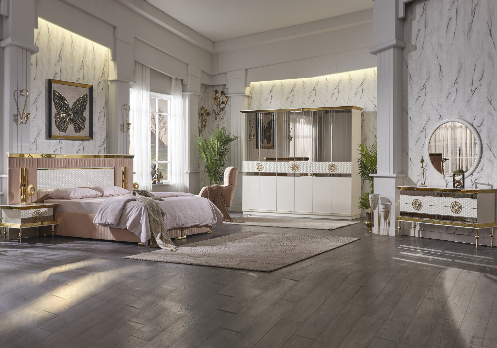 Chambre complète tapissé LED marbre INRIS Chambre Complète Design