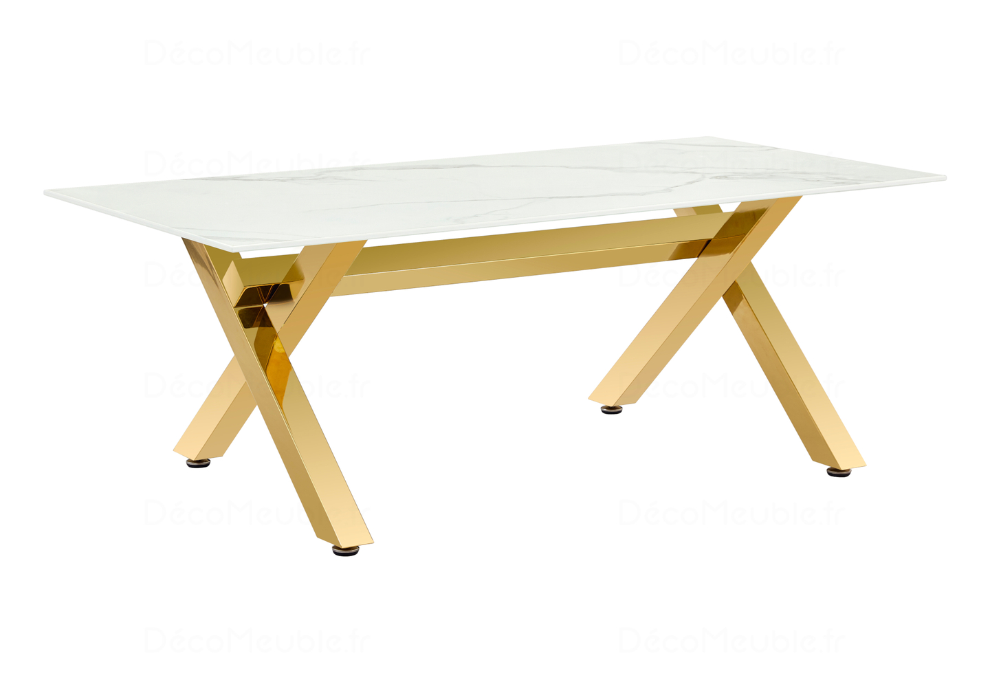 Table et chaises marbre blanc doré CROSS - Ensemble Table/Chaise