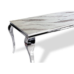 Table repas chromé marbre blanc NEO-XL-1