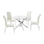 Table ronde chromé 6 chaises blanc DESIGN.1