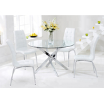 Table ronde chromé 6 chaises blanc DESIGN