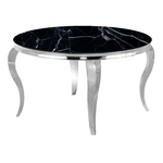 Table à manger ronde argent marbre noir NEO.1