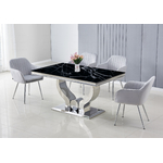 Table et chaises marbre noir argent NEA.1
