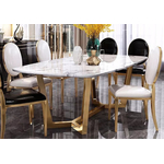 Table à manger marbre blanc doré GAYA.3