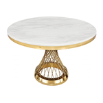 Table à manger ronde dorée marbre blanc LUC.1