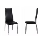 Lot de 4 chaises chromé cuir noir BEA.1