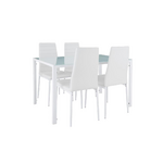 Table repas verre + 4 chaises blanc CONFO.3
