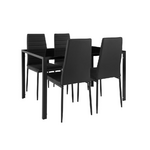 Table repas verre + 4 chaises noir CONFO.3