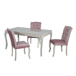 Table repas 4 chaises rose BAROK-1