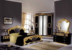 Miroir Stella chambre à coucher noir/doré Noir brillant/doré