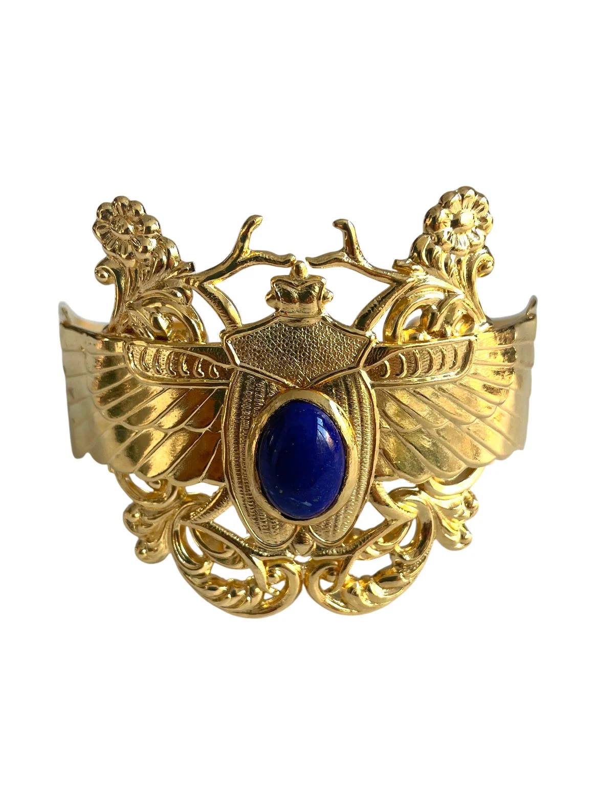 Bracelet Scarabée Khé Lapis doré Lotta Djossou de face