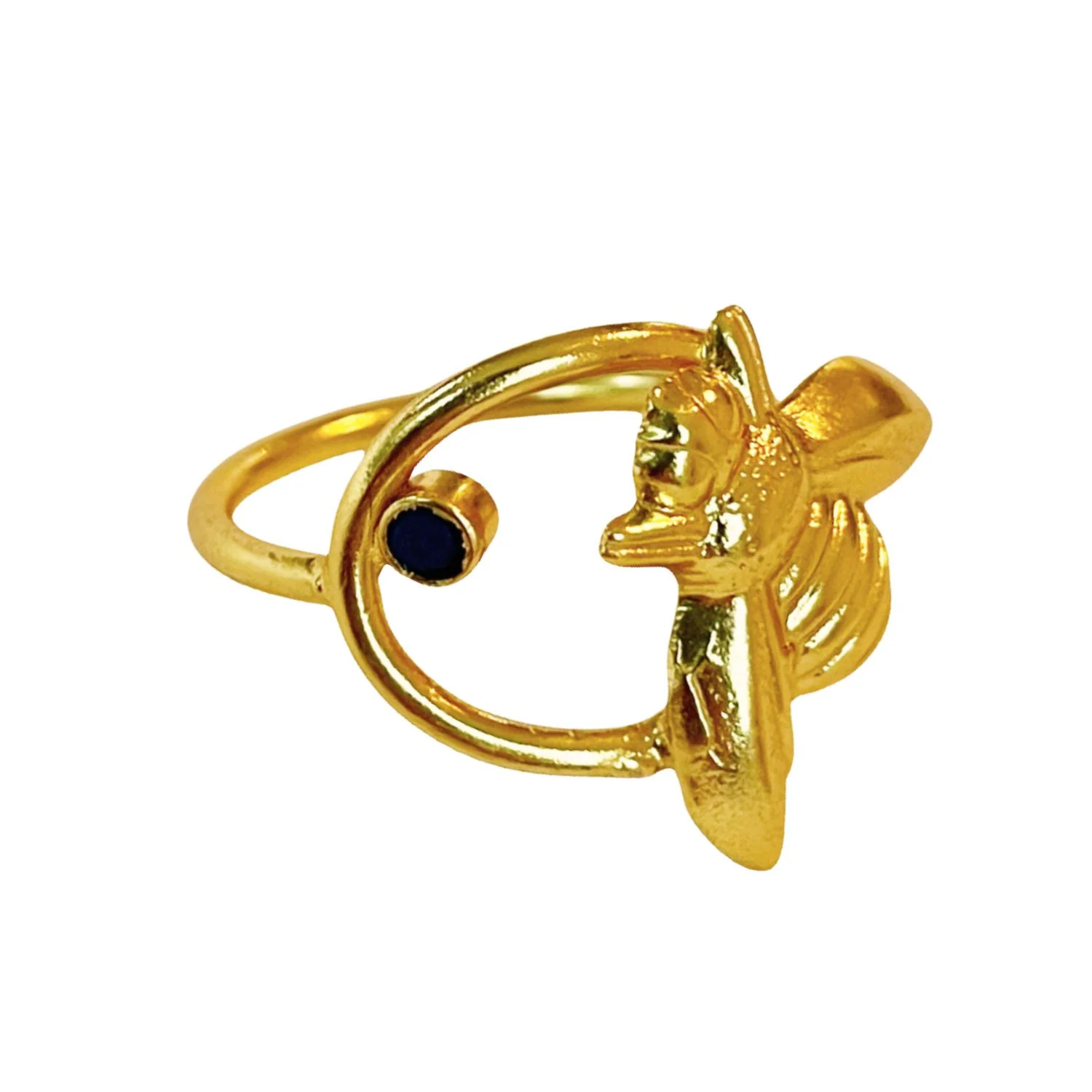 Bague Dorée Sun Bee Lapis Lotta Djossou